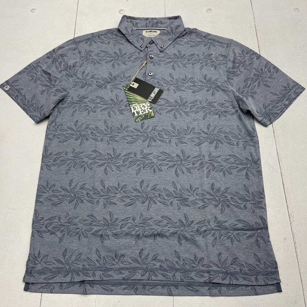 NWT linksoul polo shirt New! Size large Grey/Blue Floral